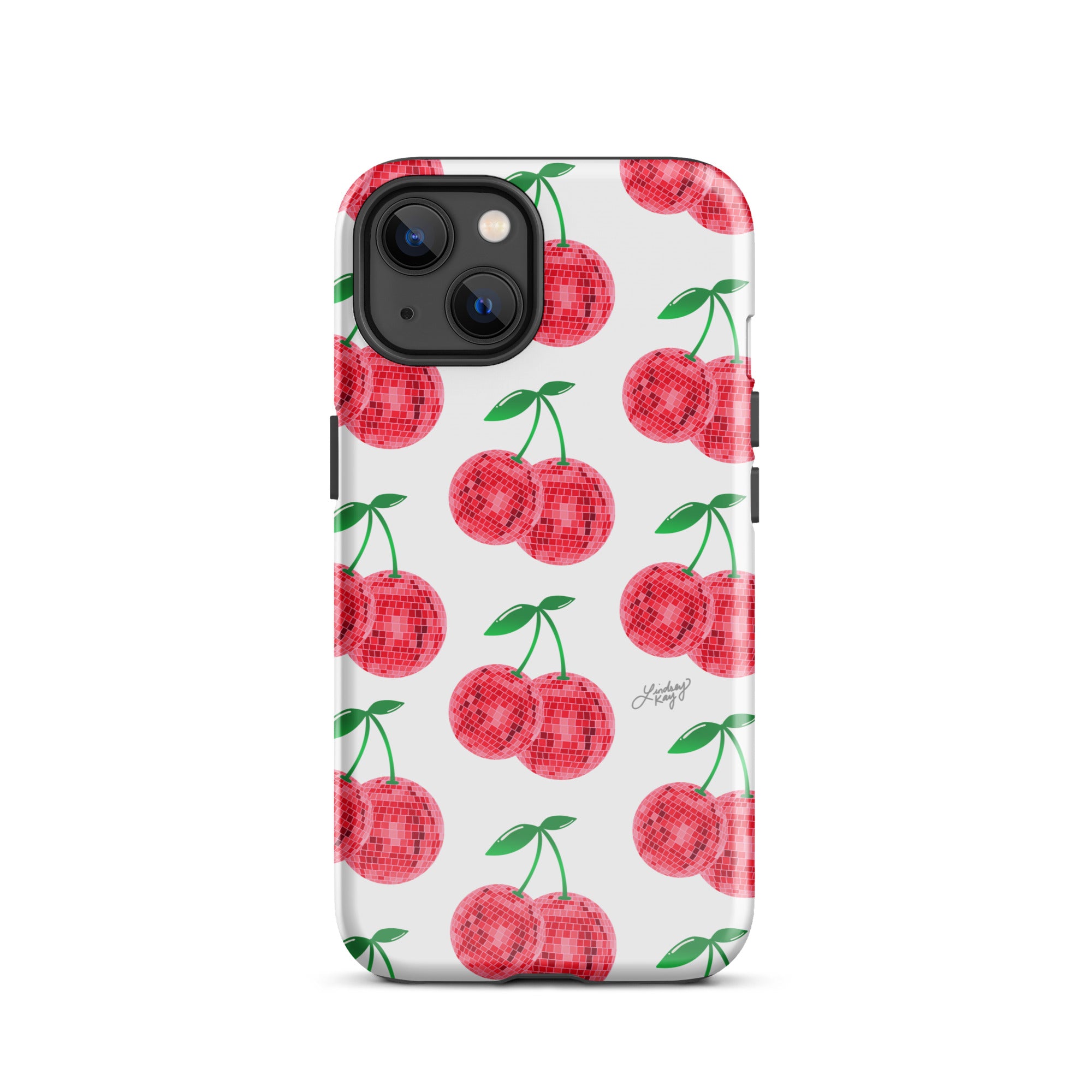 Patrón de cerezas disco rojas - Funda resistente para iPhone®